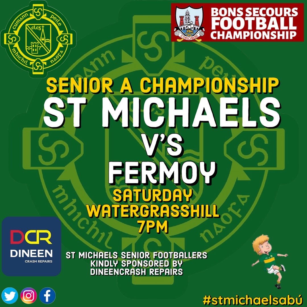 St Michaels GFC on Twitter "Reminder of tomorrow evenings big match