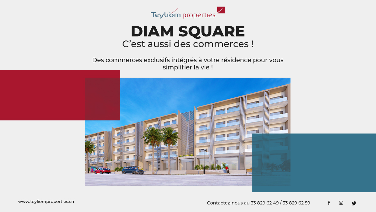 [ #DiamSquare c’est aussi des commerces  ]

Des commerces exclusifs intégrés à votre résidence pour vous simplifier la vie 🙏🏾

Le rez de chaussée est occupé en grande partie par des commerces éclairés avec une porte vitrée et deux grandes vitrines.