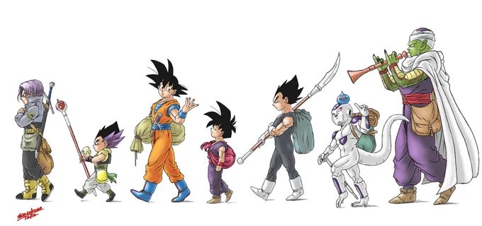 DQ11DBイラストコラボ       第2弾イラストメイキングはインスタのリールにあります#dragonball #dragonballart #ドラゴンボール #ドラゴンボールイラスト #コラボイラスト #孫悟飯 #孫悟空 #ベジータ #トランクス #ゴテンクス #フリーザ #ピッコロ #ドラクエ11 