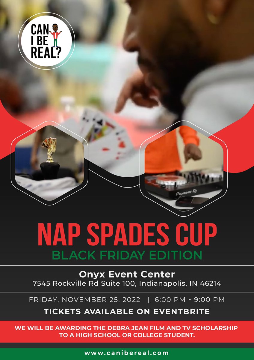 CANIBEREAL_INC's tweet photo. NAP Spades Cup: Black Friday Edition is HERE! We are raising money for the Debra Jean Film and TV Scholarship for a Minority student. The scholarship is in honor of my late mother who loved watching movies more than anything. 

Follow the link to join us! https://t.co/okZgILPXdO https://t.co/1FqDZ2TSrM