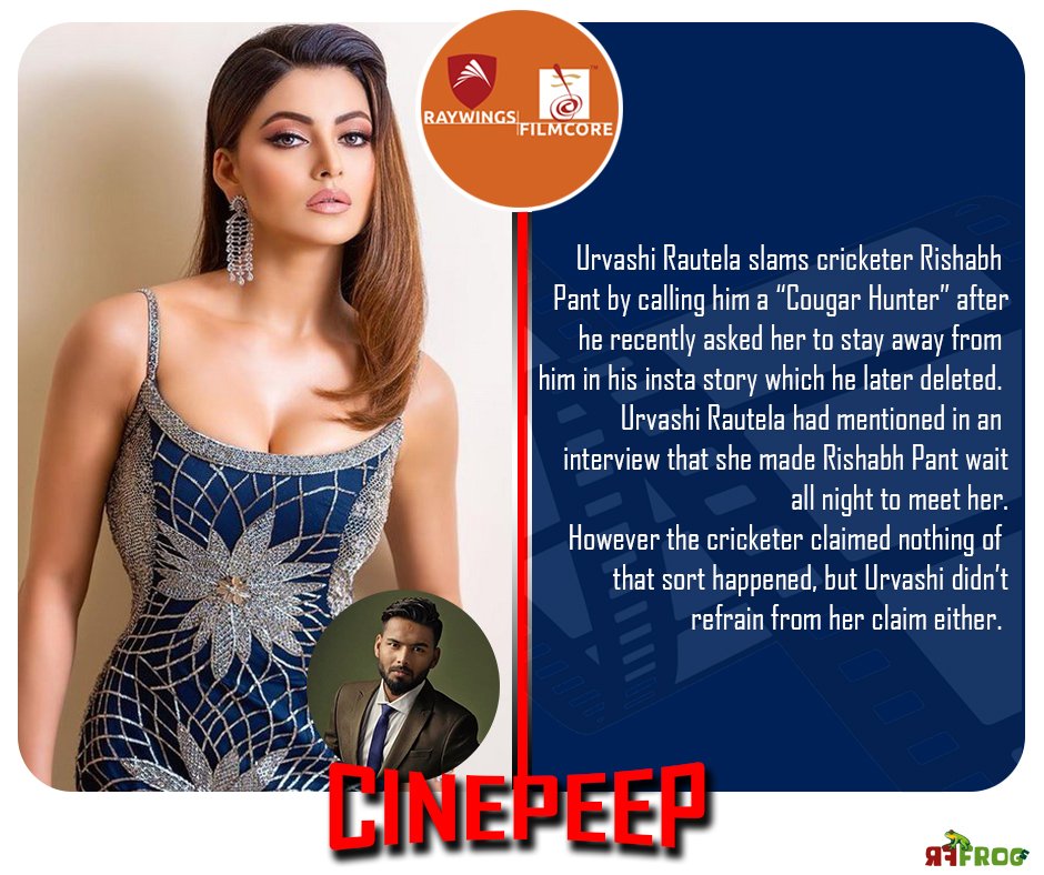 RFilmcore's tweet photo. #UrvashiRautela slams #RishabhPant by calling him a #CougarHunter on instagram.

#raywingsfilmcore #cinepeep #bollywoodnews #bollywoodmovies #bollywoodlife #bollywoodstyle #actors #cricket #actorsfight #catfight #bollywoodgossip #latestnews #missuniverse #cricketer #instafights https://t.co/3NsrrbCOtd