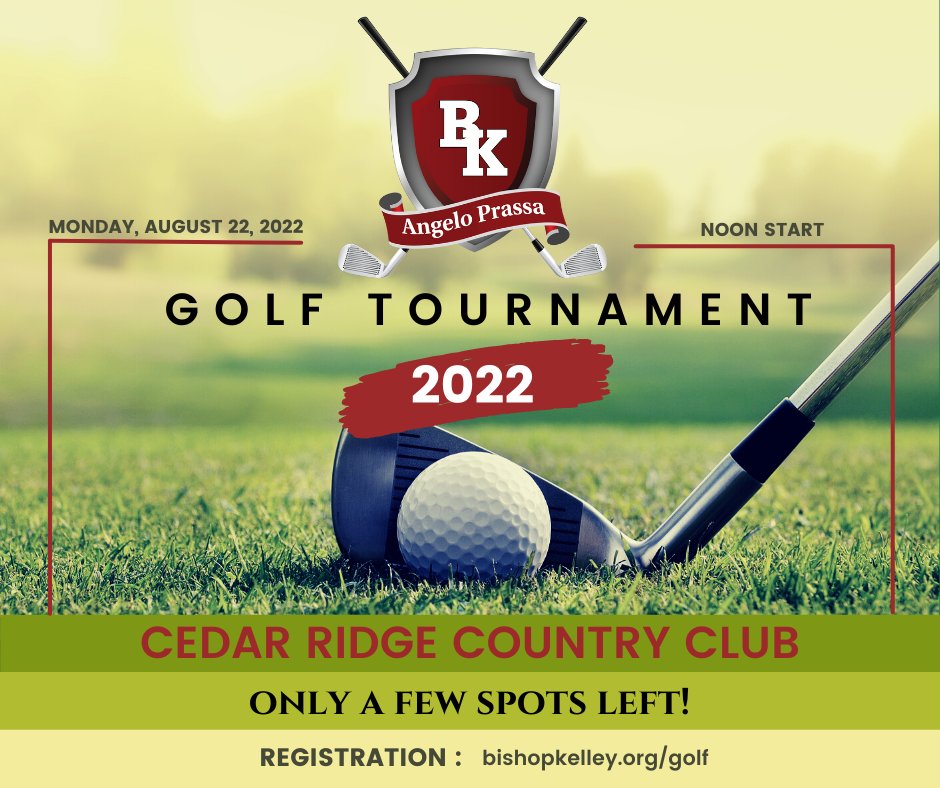 We're 10 days away from the 2022 Angelo Prassa Golf Tournament and we have only a few team spots left! Sign up today at bishopkelley.org/golf to guarantee your spot! Sponsorship opportunities are also available. Registration closes next Thursday, August August 18.