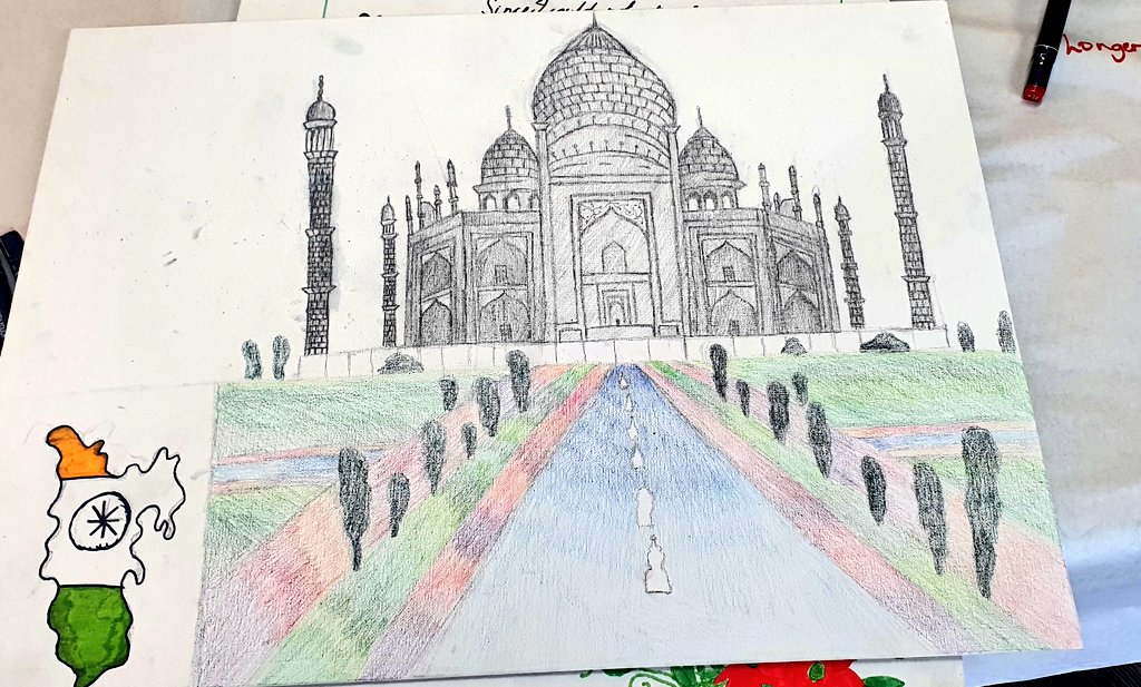 Mcr_Youth's tweet photo. We've been celebrating South Asian Heritage Month today at #RushfordPark. Here's a fine drawing of the Taj Mahal done by a young person in 30 minutes!

@cllrabidchohan @RahmanCllr
@CllrSuzanne 

#SouthAsianHeritageMonth #SAHM22 https://t.co/mymnUHEBzi