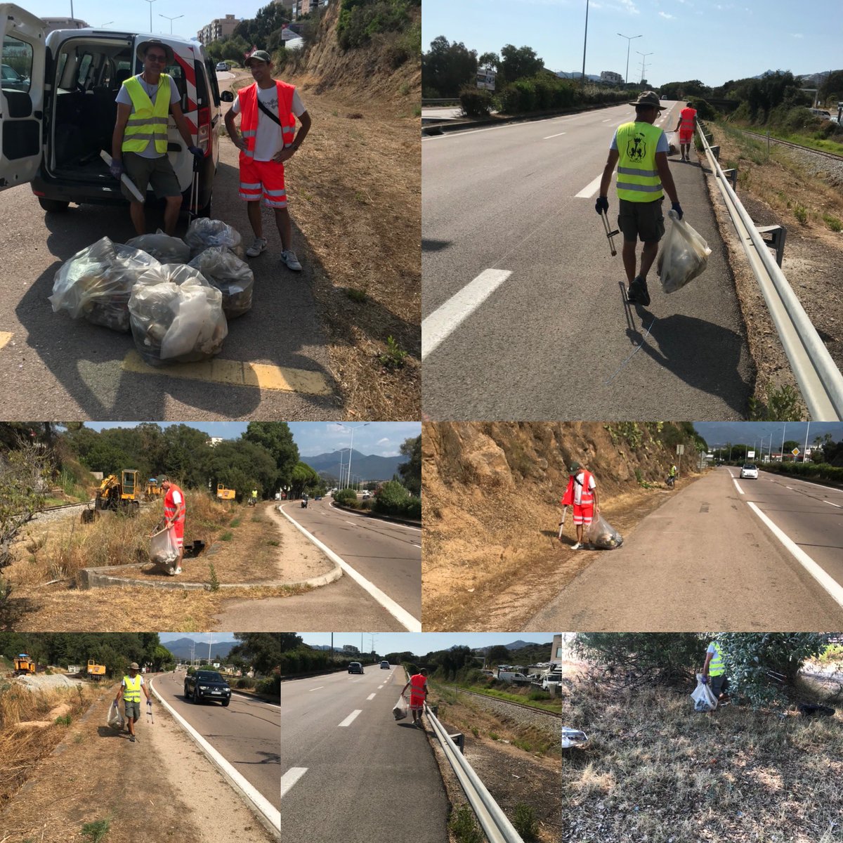 CVoglimacci's tweet photo. #EntretiensDesEspacesPublics   
Encore une bonne récolte de déchets cet après-midi ! Nettoyage à la pince des accotements du #Ricanto par les agents de la Propreté Urbaine de la @VilledAjaccio. 👏👏👏 https://t.co/OxCf2WEugj