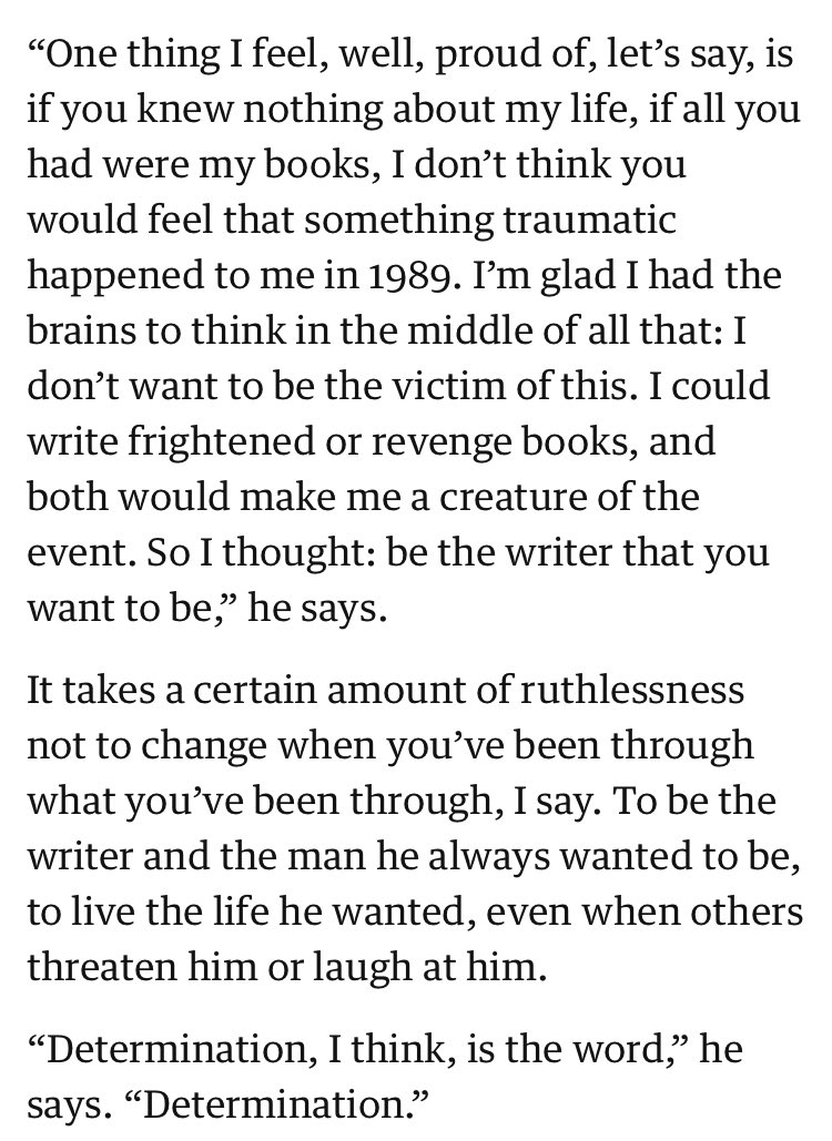 I was lucky enough to interview Salman Rushdie last year and we talked a lot about how he refuses to let the constant threats of violence against him define his life. He is a truly brave, thoughtful and kind man