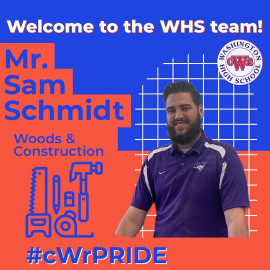 CRWashingtonHS's tweet photo. Join us as we welcome new teachers to our building! Stay tuned, we will highlight more new staff throughout the week! #cWrPRIDE https://t.co/JWU1bcvDI1