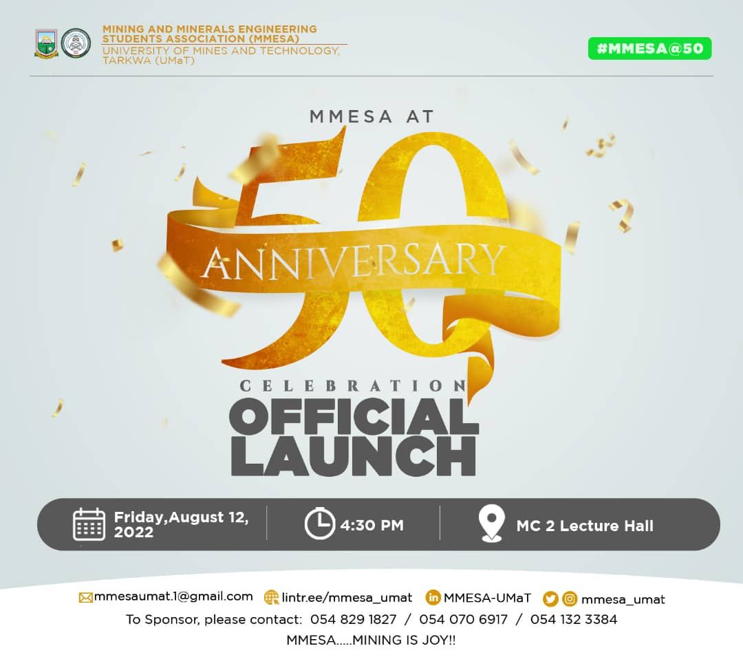 mmesa_umat's tweet photo. ππππππππππππ
It's about to go doooowwwnnn.
The official launch of the MMESA @ 50 anniversary is happening today
πVenue: MC 2 Lecture Hall, UMaT Campus
β² Time: 5:00pm
You can't miss this
#mmesaAT50
#mmesa@50
#miningisjoy https://t.co/FjgAKiOmKZ
