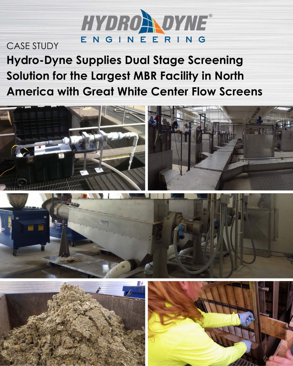 Hydro-Dyne Supplies Dual Stage Screening Solution for one of the Largest MBR Facility in North America with Great White Center Flow Screens. Read the case study here ➡️ hubs.li/Q01jwSrS0

#HydroDyneEngineering #CaseStudy
