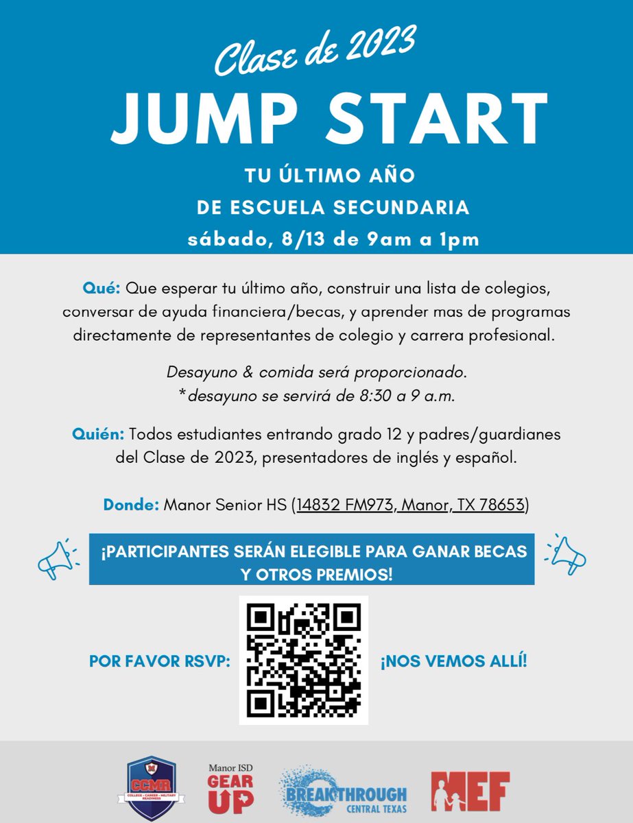 Clase de 2023 de Manor ISD… esperamos verlos mañana Sábado, 13 de agosto en Manor Senior High School.  <a href="/ManorGEARUP/">Manor ISD GEAR UP</a> <a href="/BreakthroughCTX/">Breakthrough CTX</a> 

🎓❤️🎓2️⃣3️⃣🎓💙🎓

#ManorISD #ClaseDel2023 #EstudiantesPrimero
