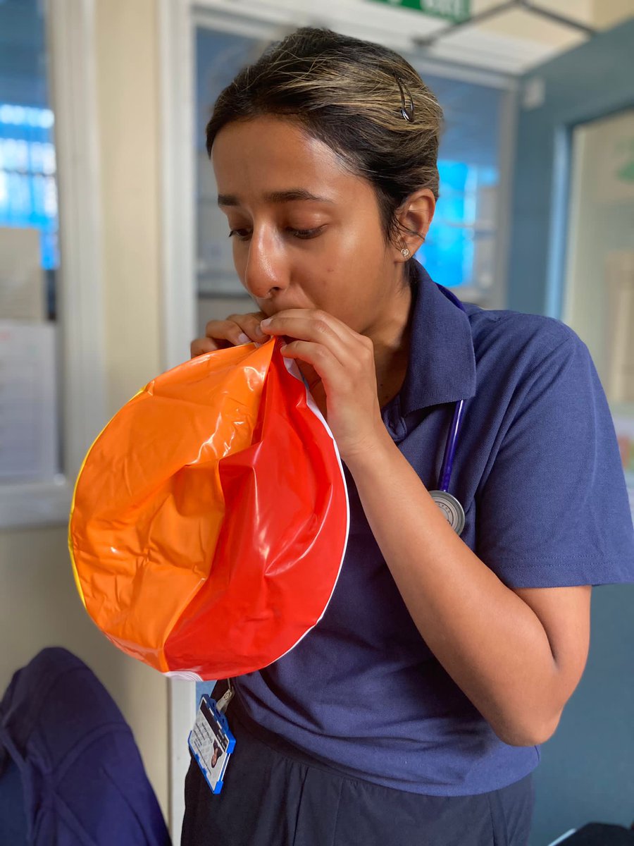 CynthiaKphysio's tweet photo. One of our brilliant ITU patients was our #RehabLegend today💪, a great volleyball &amp; football session to spice up edge-sitting practice🏐⚽️! 
Thanks @nicki_heys for capturing my forehead vein trying to inflate this beachball!😂 https://t.co/CjGGx5LEk0