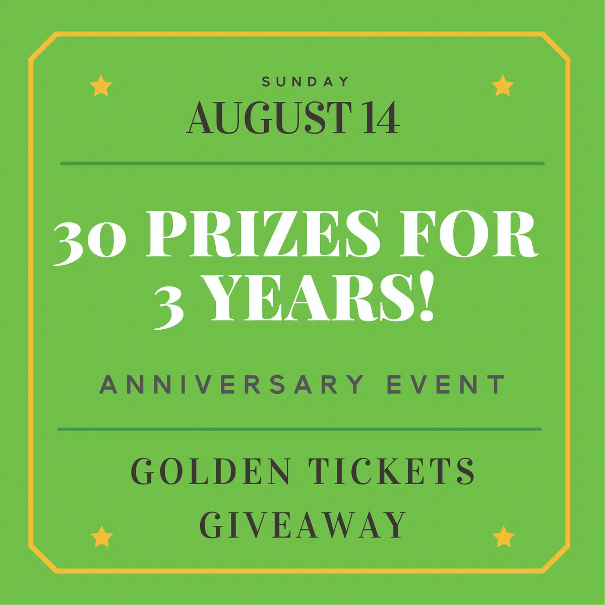3 YEAR EVENT 🎉 + GOLDEN TICKETS GIVEAWAY 💰THIS SUNDAY, 8/14! First 30 customers in line who make a purchase will win a prize, including the chance to win a gift card ranging from $10 to $150! We’ll also have all day specials of $2 Lebanese Tacos and $2 craft beers.