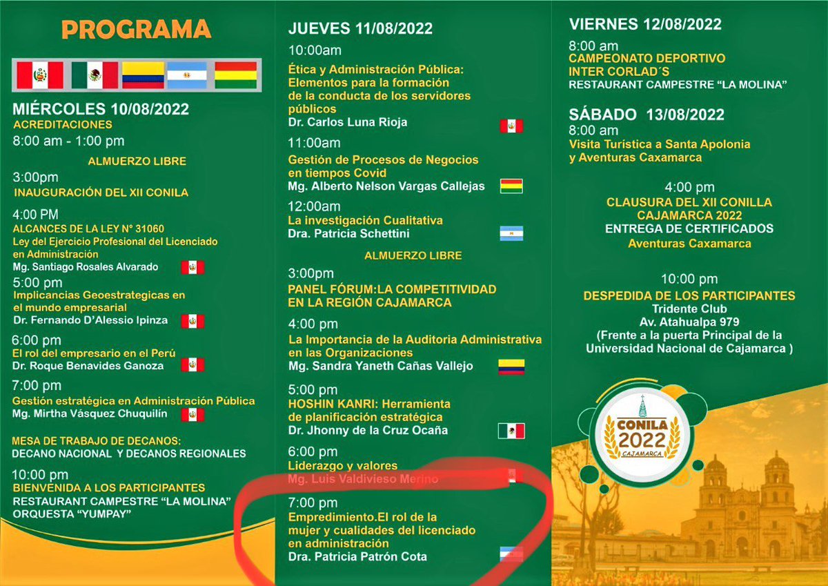 Patricia_Patron's tweet photo. Agradezco la invitación para participar como ponente en el Congreso Internacional de Licenciados en Administración- CONILA Cajamarca 2022 con el tema: Emprendimiento. El Rol de La Mujer y Cualidades del Licenciado en Administración #Perú #CONLA #CONLABCS #TecNM #ITLaPaz #BCS #mx https://t.co/WfJhcqb94i