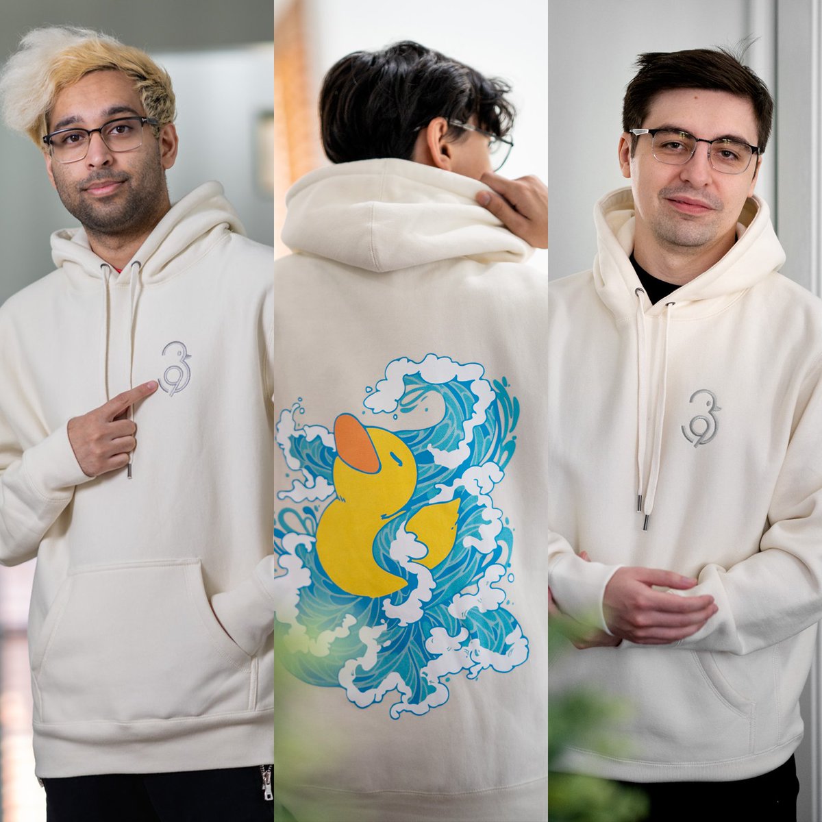 Sentinels's tweet photo. these 3 fought over who could keep the new hoodie @39daph designed https://t.co/R7etxAkBm3