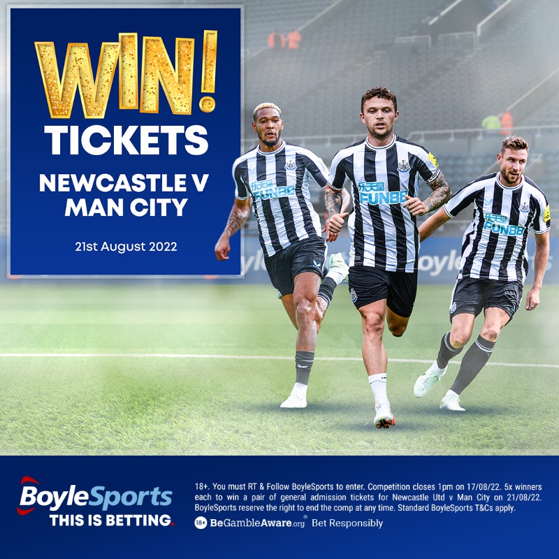 BoyleSports's tweet photo. 👀 Want to go to St James' Park and see Nick Pope play?

🎟 We're giving away FIVE pairs of tickets for #NUFC vs Man City.

To enter:
🔁 Retweet this post
✅ Follow @BoyleSports

T&amp;Cs apply.