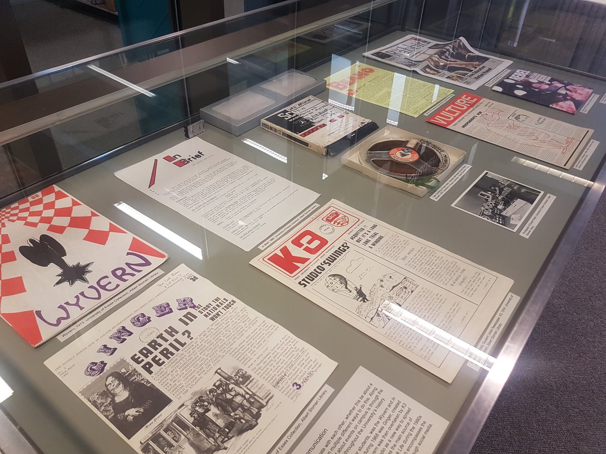 UniEssexLibrary's tweet photo. The #AlbertSlomanLibrary is currently hosting the University of Essex Alumni exhibition, looking back on the history of @Uni_of_Essex. Find the physical exhibition outside the Special Collections room, or take a look at some of the collection here: https://t.co/Aq8zy5MiRH https://t.co/nAI1z0SNid
