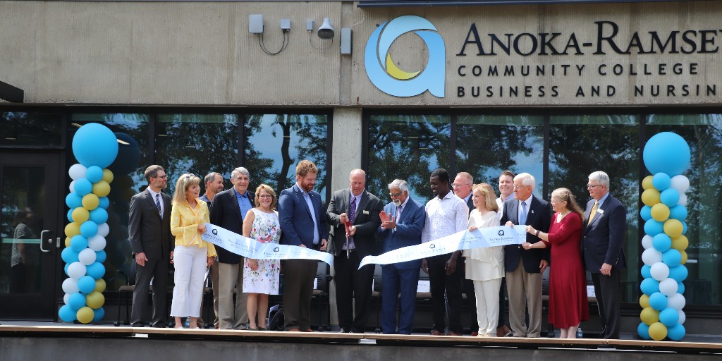AnokaRamseyCC's tweet photo. View highlights from the ribbon-cutting ceremony held Aug. 11 to commemorate the re-opening of our Business and Nursing Building on the Rapids campus. Learn more about this project, made possible through support of the MN Legislature and #MinnState: https://t.co/i0BFZfv72E https://t.co/BqtLYYFHVk