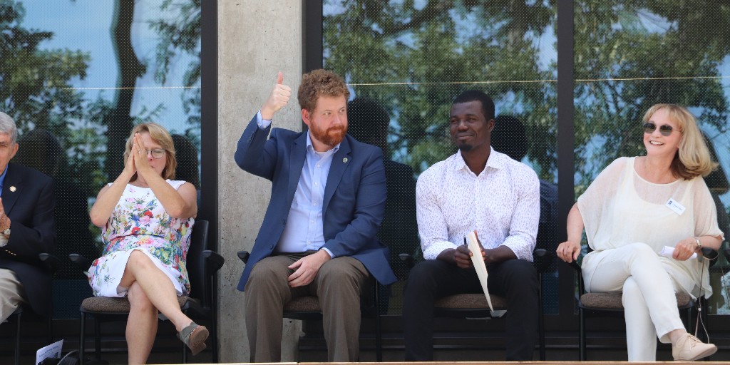AnokaRamseyCC's tweet photo. View highlights from the ribbon-cutting ceremony held Aug. 11 to commemorate the re-opening of our Business and Nursing Building on the Rapids campus. Learn more about this project, made possible through support of the MN Legislature and #MinnState: https://t.co/i0BFZfv72E https://t.co/BqtLYYFHVk