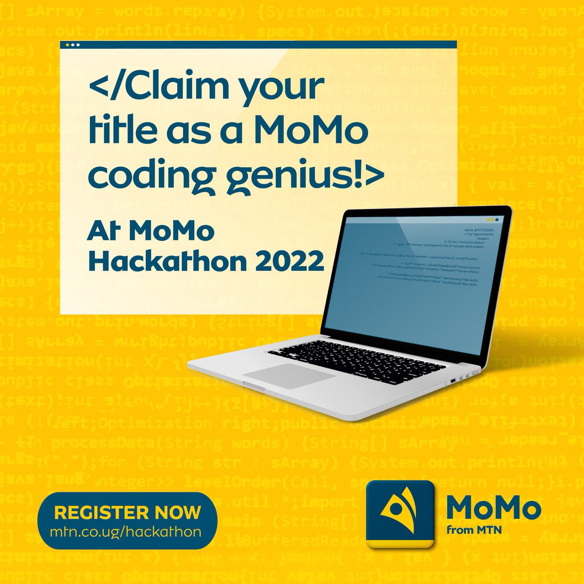 mtnug's tweet image. Winners don&apos;t wait for chances, they create them.
Try your luck and fight for the title of code genius in the MoMo Hackathon 2022! Visit mtn.co.ug/hackathon 
#MoMoHackathon2022