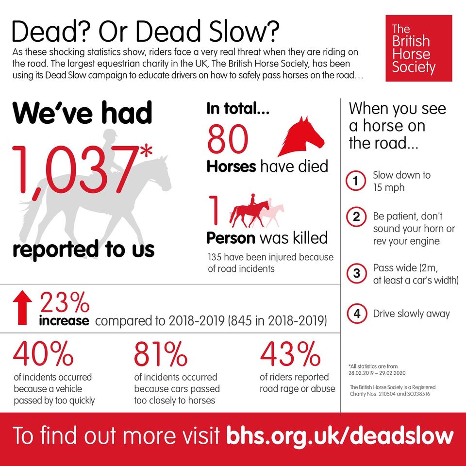 PSOSLothBord's tweet image. All drivers should do the following when passing a horse and rider: 

✅ Reduce your speed (around 15mph) 
✅ Turn down music, don&apos;t rev engine or sound horn 
✅ Pass wide, at least a car width 
✅ Drive away slowly

@BritishHorse