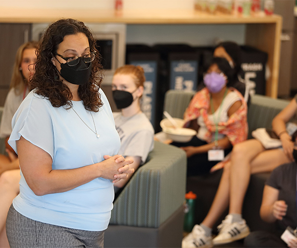 Meara Habashi, assoc. dean for diversity, equity &amp; inclusion, spoke to <a href="/TeenTechGirls/">Tech-Girls</a> in UVA’s Bio-Med Tech-Girls program in the <a href="/UVALinkLab/">UVA Link Lab</a>. Habashi shared her experience &amp; answered questions about the challenges &amp; opportunities of being a woman working in STEM-related fields.