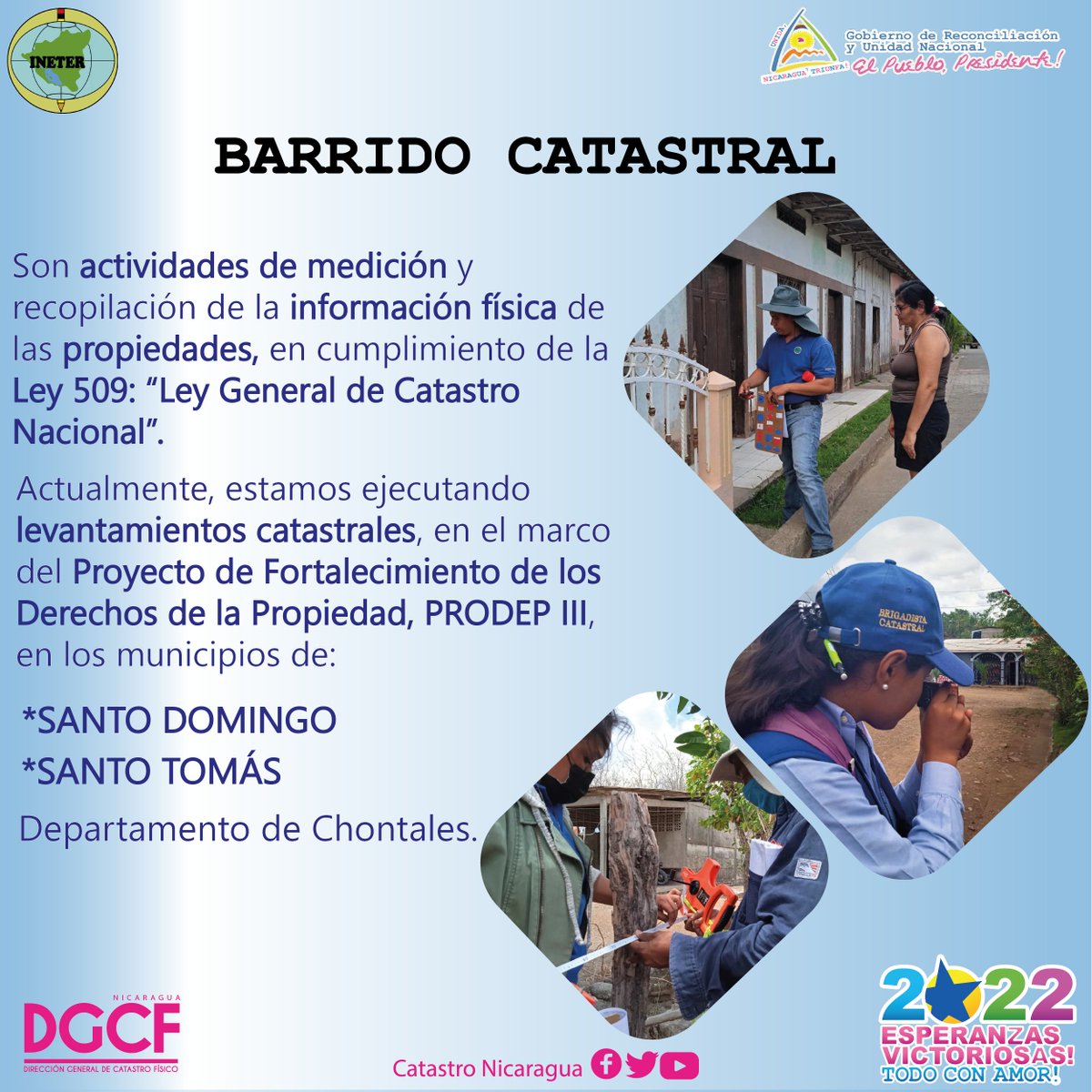 CatastroNi's tweet photo. #Nicaragua 🇳🇮 | Como parte de los esfuerzos que realiza nuestro 𝑮𝒐𝒃𝒊𝒆𝒓𝒏𝒐 𝒅𝒆 𝑹𝒆𝒄𝒐𝒏𝒄𝒊𝒍𝒊𝒂𝒄𝒊𝒐́𝒏 𝒚 𝒅𝒆 𝑼𝒏𝒊𝒅𝒂𝒅 𝑵𝒂𝒄𝒊𝒐𝒏𝒂𝒍, en  garantizar la propiedad y dar seguridad jurídica, al pueblo nicaragüense. #PatriaBenditaYLibre #Catastro https://t.co/9mJEEOQNR2