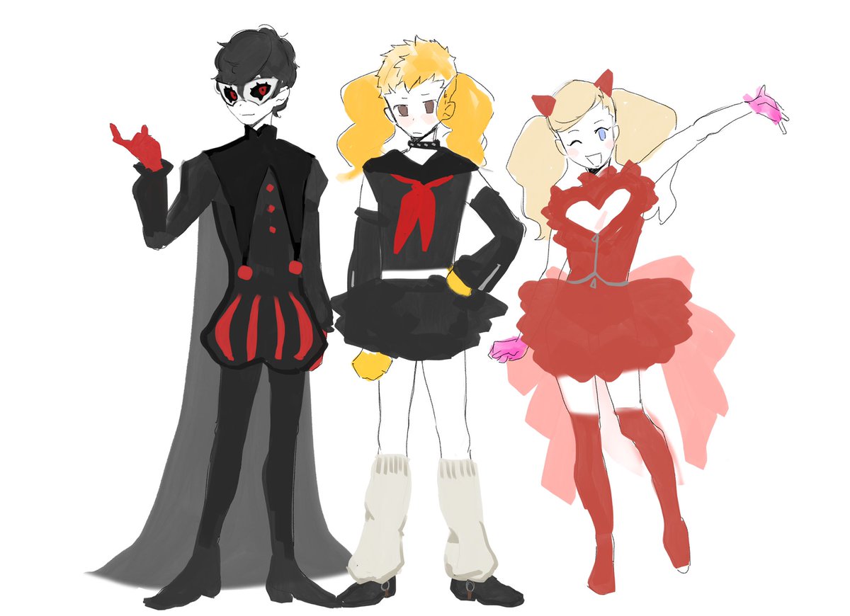 Finished inking all together before I decided I wanted to change their outfits ð