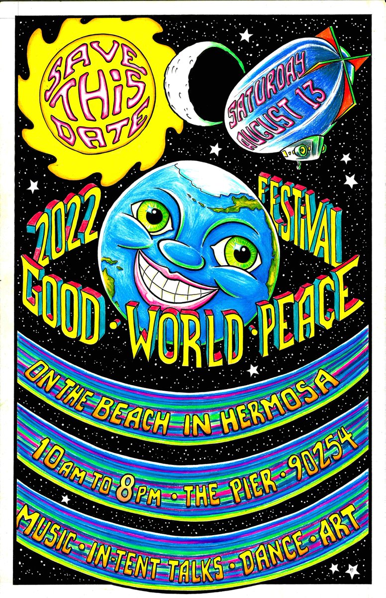 Join us for the Good World Peace Festival Saturday, August 13 on the sand next to the Hermosa Beach pier from 10AM to 8PM. There will be music, in-tent talks, dance, and more. For more information, visit gwpop.org