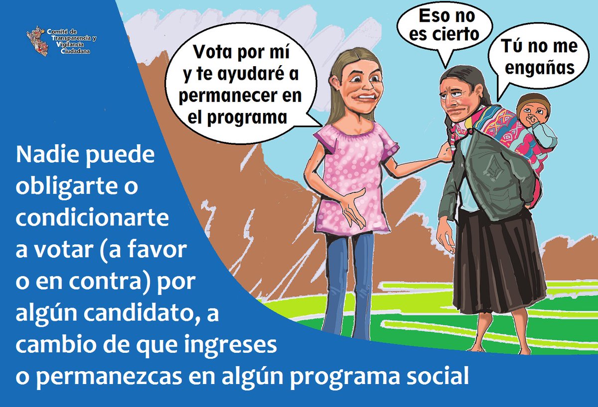 ctvcperu's tweet photo. #ERM2022 | Nadie puede condicionar tu voto, a favor o en contra de algún candidato, a cambio de ingresar, seguir o reincorporarte en algún programa del @MidisPeru. ¡Alerta!
#Neutralidad #CTVCalerta @JNE_Peru @MCLCP_NACIONAL @ContraloriaPeru https://t.co/02o1kdpxwB