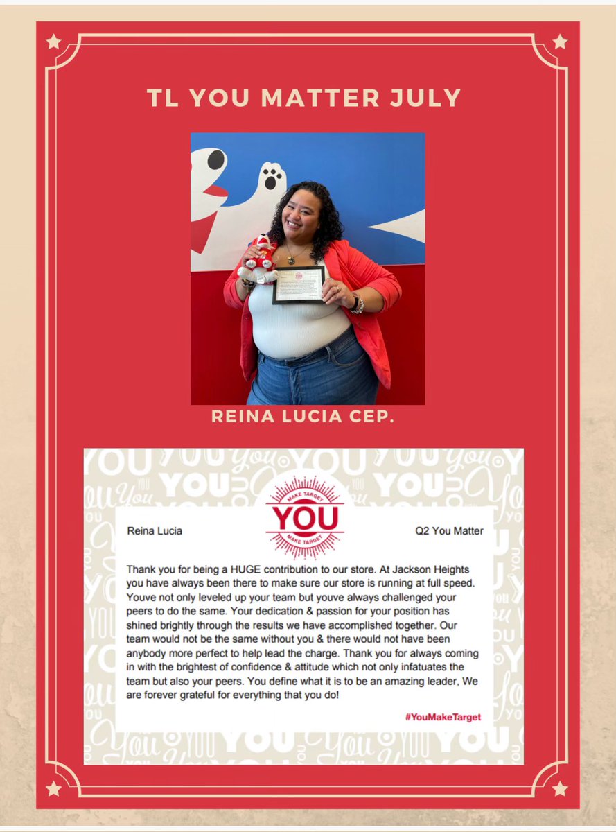 Emmanuel Valverde (@mannytgt28) on Twitter photo Presenting this quarters!!! #Leadership #YOUmatter award winner! Chosen by your own peers as our stores #Q2 shinning star 🌟 <a href="/Reina95/">Reina Kisaragi</a> Thank you for everything that you do and helping make our store successful. #Target #JacksonHeights #T3280 <a href="/VanessaMolina_1/">Vanessa Molina</a> @NicoleTonnessen Presenting this quarters!!! #Leadership #YOUmatter award winner! Chosen by your own peers as our stores #Q2 shinning star 🌟 <a href="/Reina95/">Reina Kisaragi</a> Thank you for everything that you do and helping make our store successful. #Target #JacksonHeights #T3280 <a href="/VanessaMolina_1/">Vanessa Molina</a> @NicoleTonnessen