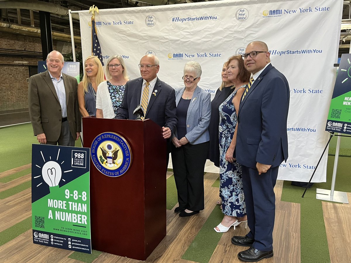 NAMINEWYORK's tweet image. We were honored to join @RepPaulTonko, @NYSomh Commissioner, Dr Sullivan, @HHSGov and our colleagues at @MHAacrossNYS &amp;amp; @ftnys to raise awareness of how 988 is more than a number, it’s help, healing and hope for those in a mental health crisis. #Act4MentalHealth