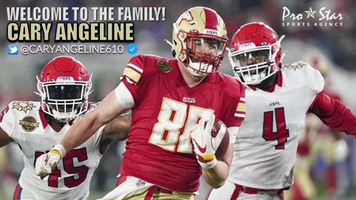 Paul Sheehy (@prostarsports) on Twitter photo A big ProStar welcome to former <a href="/AZCardinals/">Arizona Cardinals</a>, <a href="/Eagles/">Philadelphia Eagles</a> and <a href="/USFLStallions/">B2B2B CHAMPION STALLIONS πππ</a> TE @CaryAngeline610 (6070/250)! Cary played college ball at @USC_FB and <a href="/PackFootball/">NC State Football</a>. Welcome to the family, Cary! A big ProStar welcome to former <a href="/AZCardinals/">Arizona Cardinals</a>, <a href="/Eagles/">Philadelphia Eagles</a> and <a href="/USFLStallions/">B2B2B CHAMPION STALLIONS πππ</a> TE @CaryAngeline610 (6070/250)! Cary played college ball at @USC_FB and <a href="/PackFootball/">NC State Football</a>. Welcome to the family, Cary!