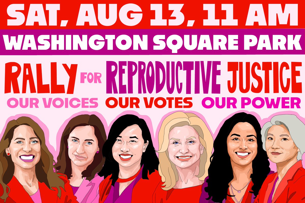 Tomorrow is the 1st day of early voting for the Dem primary. Women’s orgs from across NYC are hosting the RALLY FOR REPRODUCTIVE JUSTICE 11am in Washington Sq. Park to emphasize how essential it is to elect women committed to protecting abortion rights. #OurVoicesOurVotesOurPower