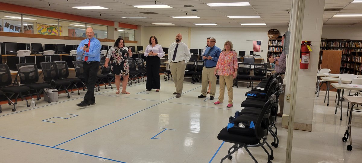 melthornhill's tweet image. KCS Principals playing musical DOK as they decide and debate the DOK of different lessons. #kcslearning2020
