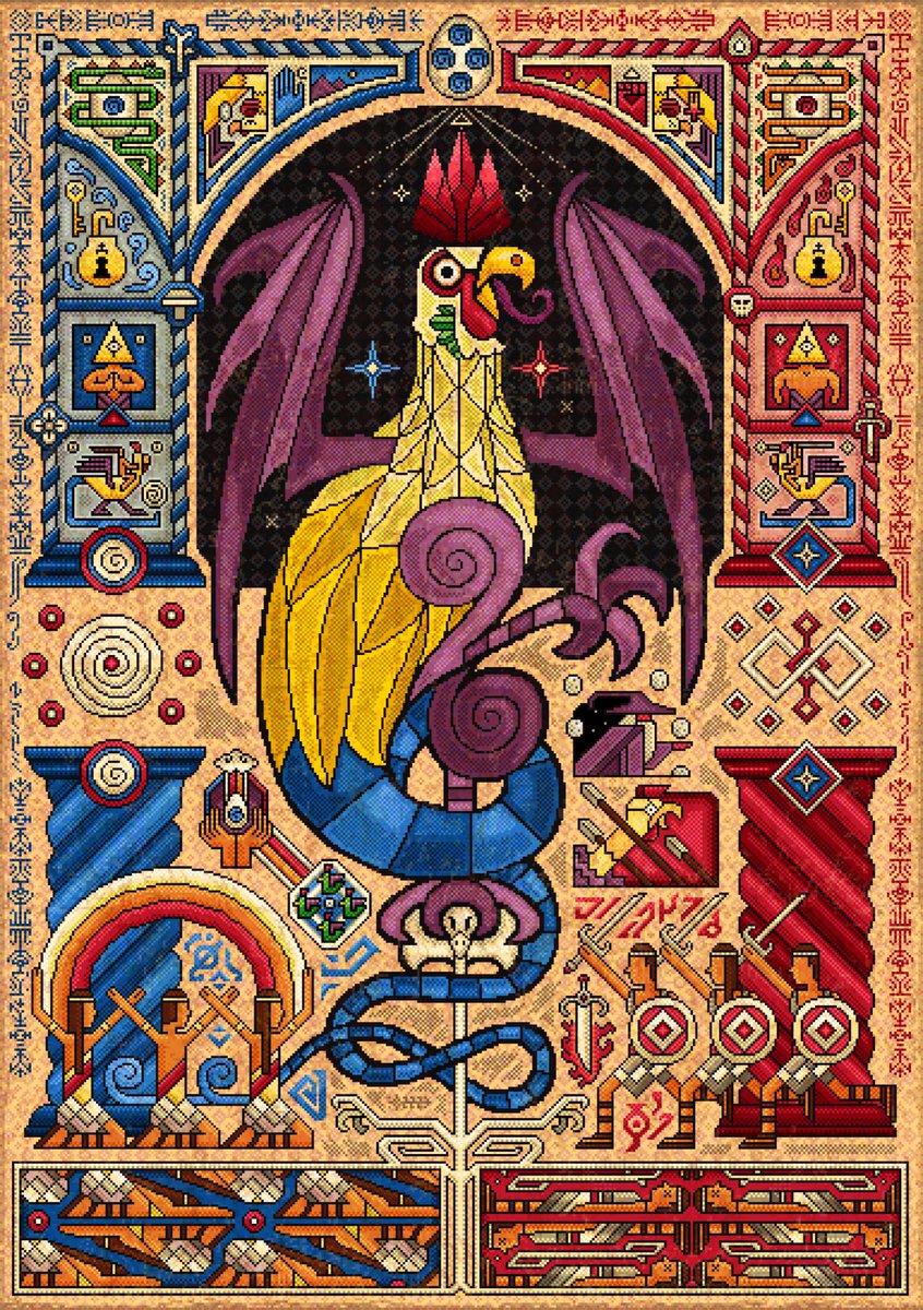 ozzzmabro's tweet photo. A cosmic alignment has been revealing ancient knowledge about legendary creatures of the Runiverse. 
Our team of archeologists proudly present the restored mural featuring the Triple Crowned Cockatrice beast: CAWWW

@ibroughtcake 
@ToBeIsToBreathe 
@MafriendsArt 
@forgottenrunes https://t.co/Xoil0VnskI