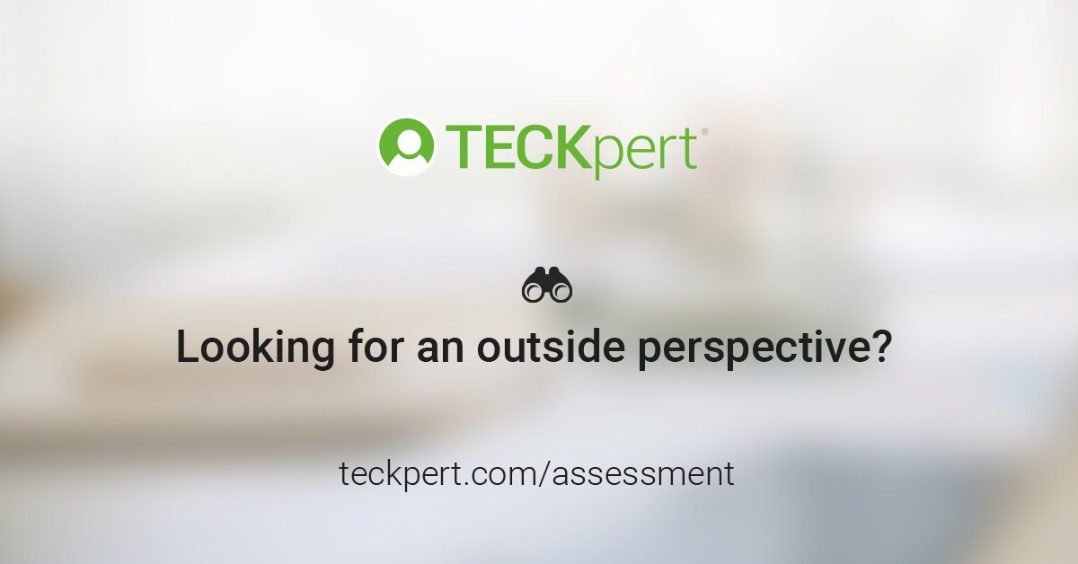 TECKpert's tweet image. When you are too close to the process, often insight &amp;amp; creativity is gained through a fresh viewpoint. 
Reach out today for a #techassessment 

teckpert.com/assessment/ 

#staffaugmentation #techconsult #contingentworkforce #digitaltransformation #thefutureofworkisnow