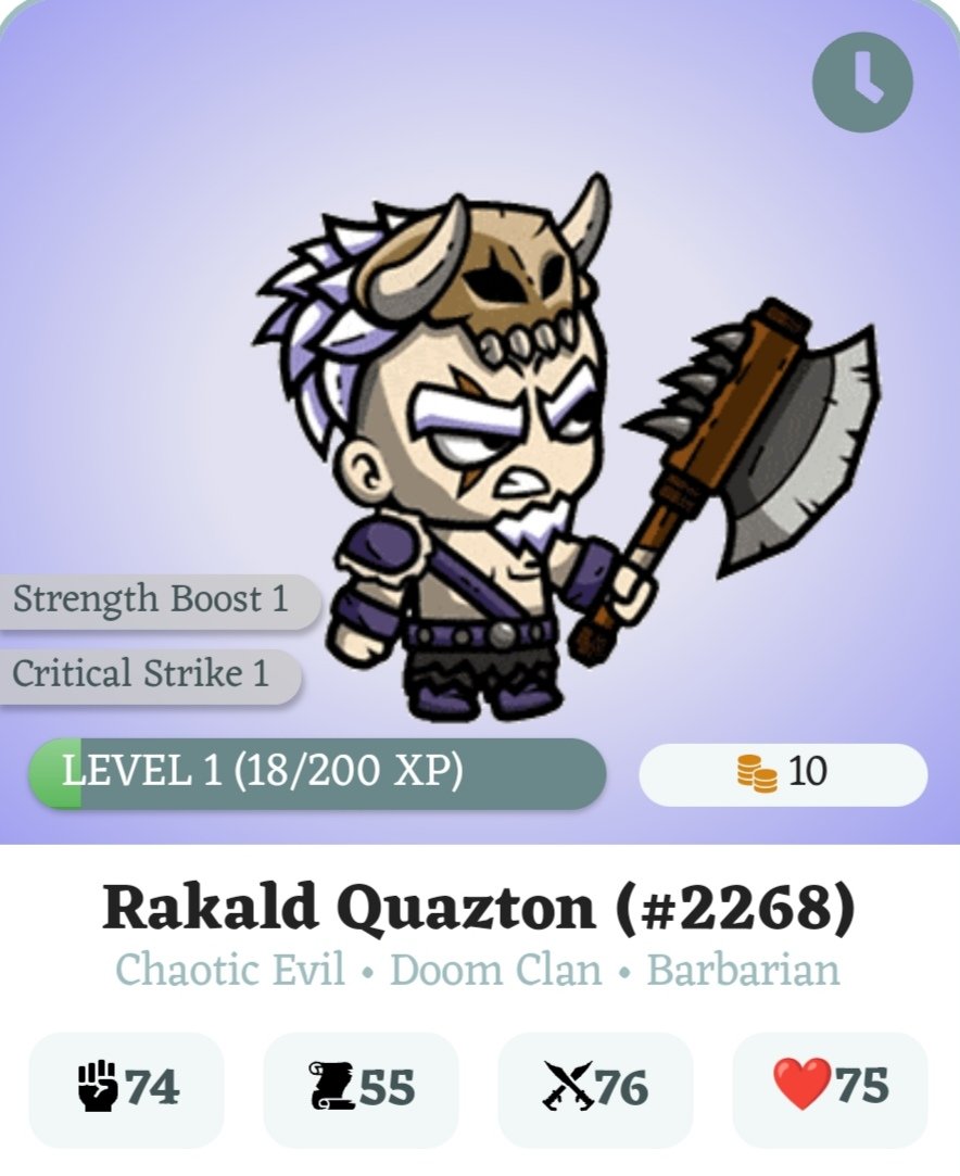 Flensmann1's tweet photo. A warm welcome to my newest #gasless #minted #Blockbrawler by @brawlchain. Was playing for days with two #NFTs in spare, unable to form another team. Luckily with this #Doom #Barbarian I have one more complete Doom Clan Team.
Let's #Brawl
#Skaliens 👽 https://t.co/CxT47pDKBF
