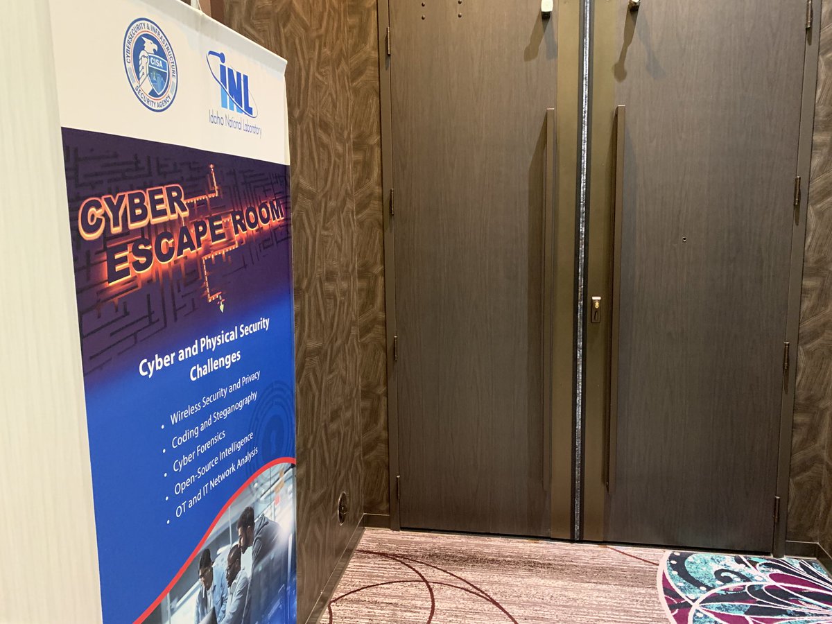 cutaway's tweet photo. ⁦@defcon⁩ attendees are still trying to escape the ⁦@CISAgov⁩ ⁦@INL⁩ Escape Room here at the ⁦@ICS_Village⁩ Come get trapped and hack your way free https://t.co/oC1M9481Ac