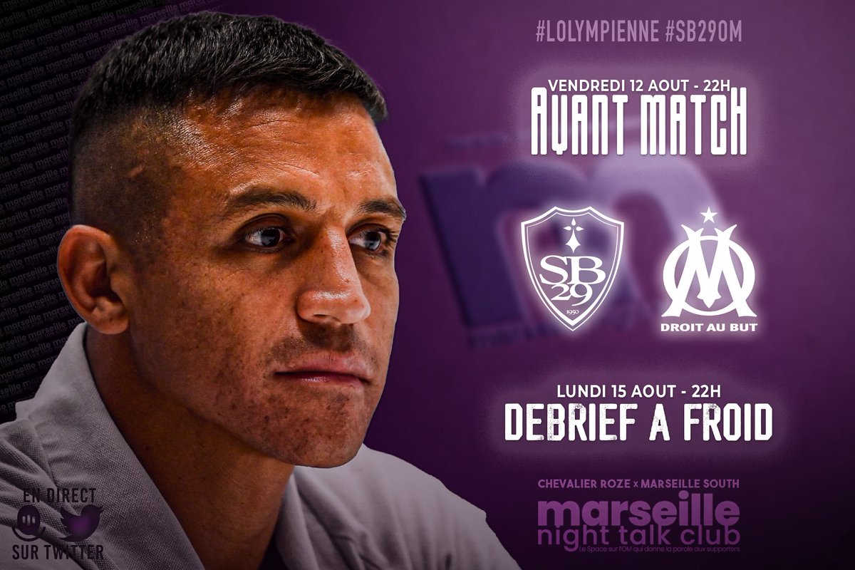 AmbianceMars's tweet photo. 📅 Deux rendez-vous à venir :
🟣 L'avant-Match spécial Brest OM ce soir à 22h avec @icicestbrest29
🟣 Le débrief à froid lundi soir à 22h.
Suivez @Chevalier_Roze et @ramz_south pour retrouver nos spaces
#lolympienne #TeamOM #MercatOM #SB29OM #Ligue1UberEats #SanchezOM https://t.co/vHazvZpP8Y