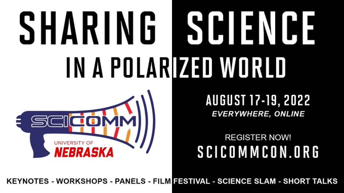 This conference is so good I'm actually tweeting about it! It's the ✨LAST DAY TO REGISTER✨ for SciComm 2022 - Aug 17-19 #NoCoastSciComm <a href="/UNLincoln/">University of Nebraska-Lincoln</a> #SciComm