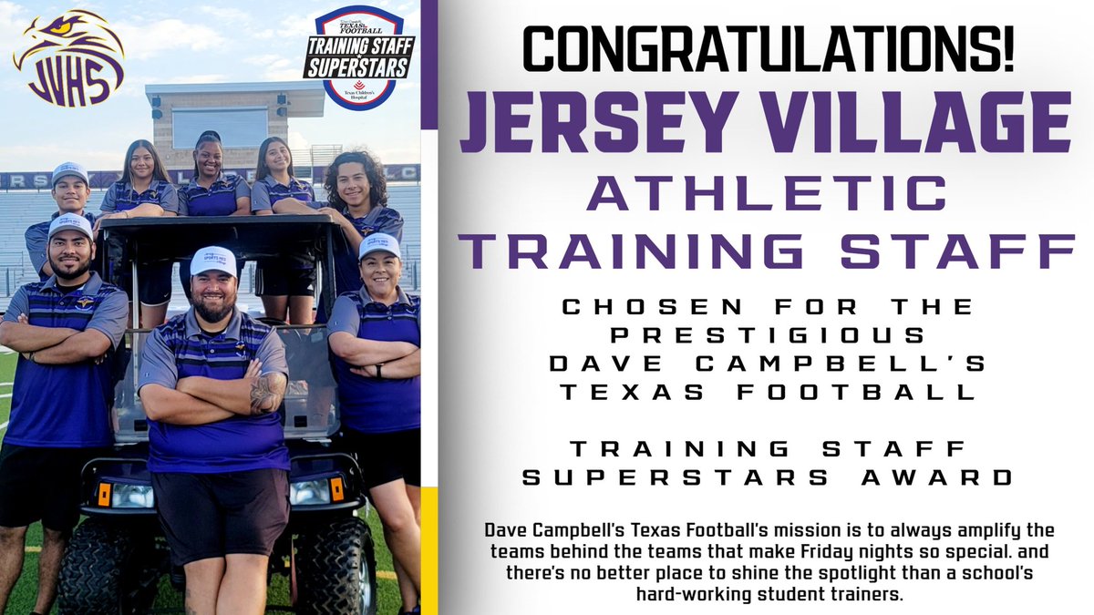 thevill_AT's tweet photo. So proud the hard working staff &amp; students are being recognized!  It's a GREAT day to be a Falcon Athletic Trainer! @jvhsprincipal https://t.co/BFdprz1yIL