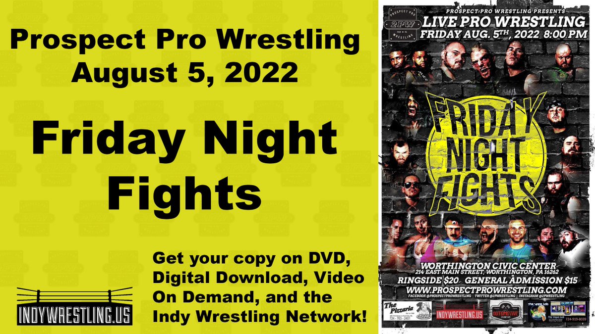 🚨🚨 AVAILABLE NOW 🚨🚨

<a href="/2PWrestling/">Prospect Pro Wrestling</a>  #FridayNightFights 

Get your copy now:
- DVD
- Digital Download
- VOD
- Indy Wrestling Network
- YouTube

indywrestling.us/2pw-videos/aug…