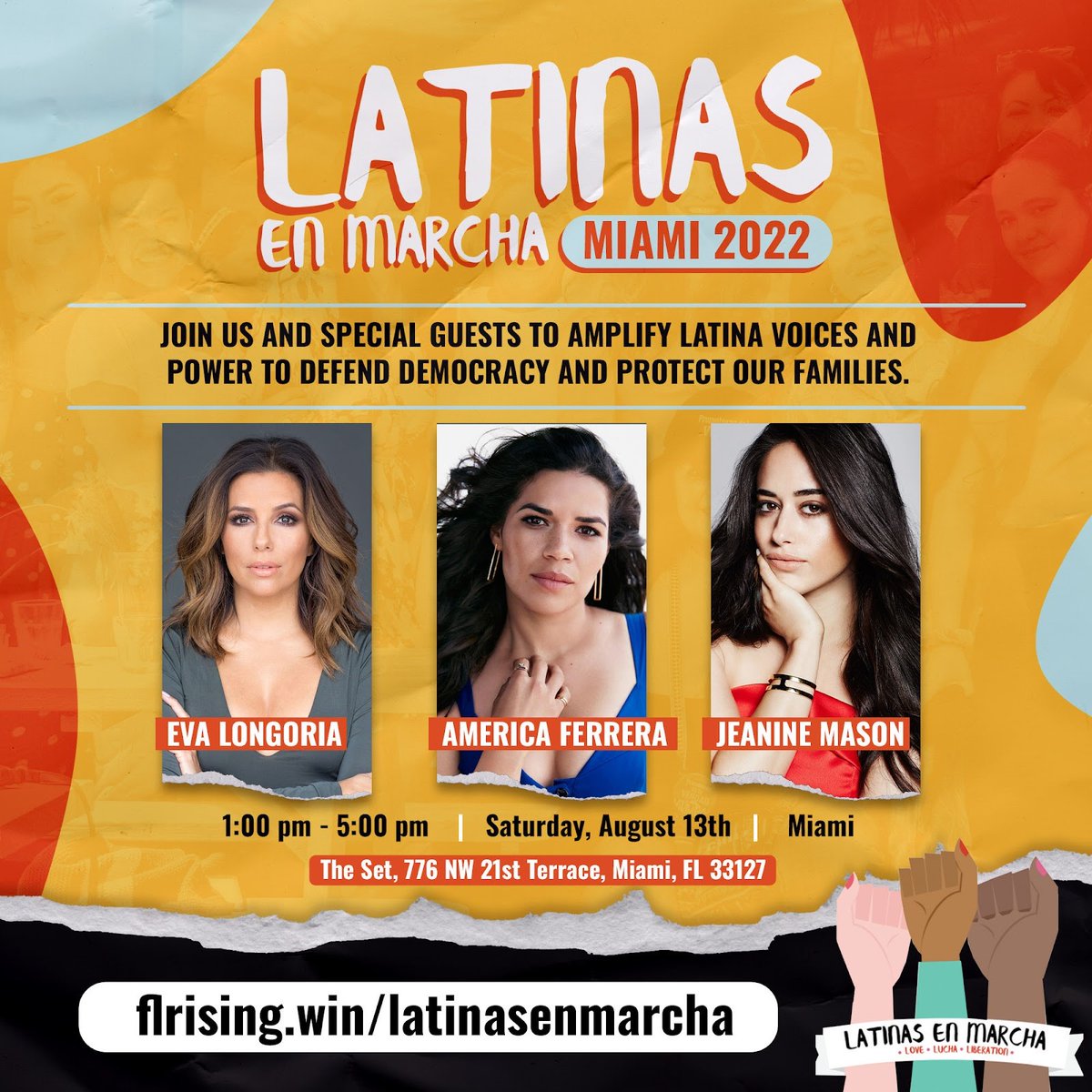 Florida Planned Parenthood Action (@ppactionfl) on Twitter photo Join us and special guests <a href="/AmericaFerrera/">ia</a>,
<a href="/EvaLongoria/">Eva Longoria Baston</a> and <a href="/itsjeaninemason/">Jeanine Mason</a> on Sat, August 13th, at our Latinas En Marcha event! We’ll highlight Florida’s fiercest Latinas and engage in collective action. #LatinasEnMarcha
Register here:secure.everyaction.com/Zw88Vd_GBEORKo… Join us and special guests <a href="/AmericaFerrera/">ia</a>,
<a href="/EvaLongoria/">Eva Longoria Baston</a> and <a href="/itsjeaninemason/">Jeanine Mason</a> on Sat, August 13th, at our Latinas En Marcha event! We’ll highlight Florida’s fiercest Latinas and engage in collective action. #LatinasEnMarcha
Register here:secure.everyaction.com/Zw88Vd_GBEORKo…