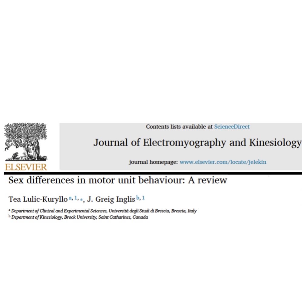 Almost hot off the press: Sex differences in motor unit behaviour: A review. doi.org/10.1016/j.jek.…. Hopefully this is the start to more research in this area of study with many gaps. Only 10 female-only studies and 11 directly looking at sex differences to date.
