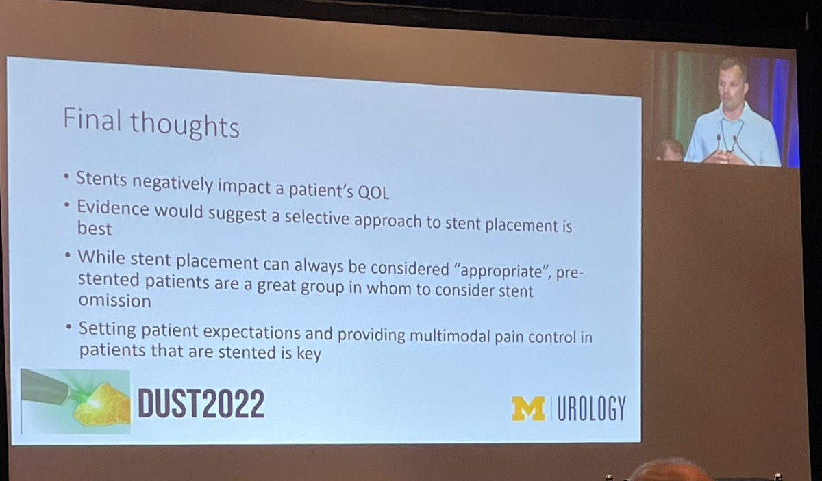 ✅Always think about the QOL from your patient 🛑But choose the right patient to avoid stent @caseydauw #DUST22