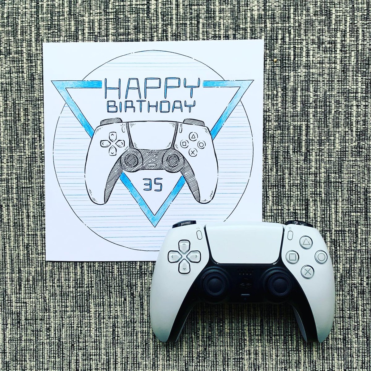Greetings Card Commission • 

Level 35 Reached! 🎮🕹👾

A birthday card designed for a lifelong gamer - really enjoyed adding the details with a real life reference to hand! 

#carddesign #LevelUp