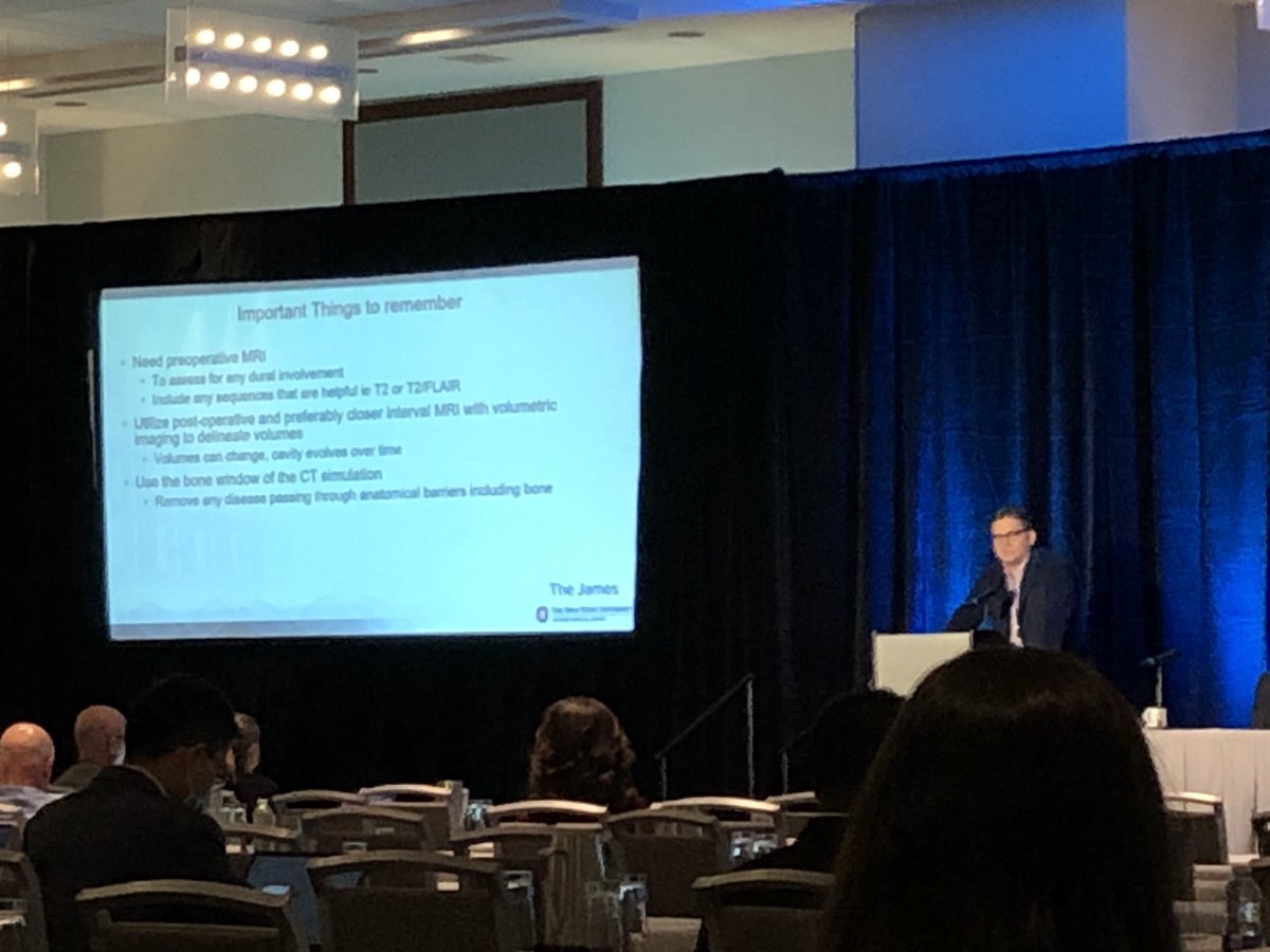 @joshuapalmermd nicely gives his thoughts on postoperative fractionated SRS for resected brain met. Many options and studies are ongoing. @DrJohnSuh @ErinMurphyMD @JingLi_MD_PhD