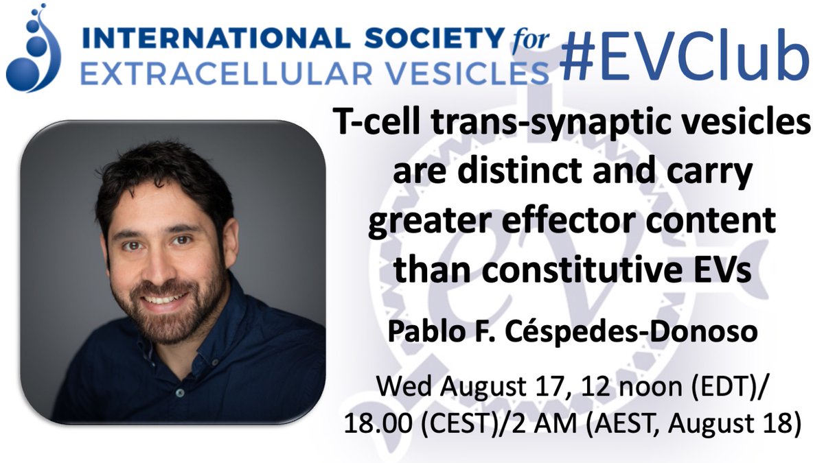 Kenneth W Witwer (he/him) (@kennethwwitwer) on Twitter photo Don't miss #EVClub with <a href="/pfcespedes/">Pablo F. Céspedes</a>: T-cell trans-synaptic vesicles are distinct, carry greater effector content than constitutive #ExtracellularVesicles @NatureCommshttps://doi.org/10.1038/s41467-022-31160-3 4 the login: surveymonkey.com/r/EVClubSignup @IsevComms <a href="/IsevOrg/">ISEV</a> <a href="/LenassiMetka/">Metka Lenassi</a> Don't miss #EVClub with <a href="/pfcespedes/">Pablo F. Céspedes</a>: T-cell trans-synaptic vesicles are distinct, carry greater effector content than constitutive #ExtracellularVesicles @NatureCommshttps://doi.org/10.1038/s41467-022-31160-3 4 the login: surveymonkey.com/r/EVClubSignup @IsevComms <a href="/IsevOrg/">ISEV</a> <a href="/LenassiMetka/">Metka Lenassi</a>