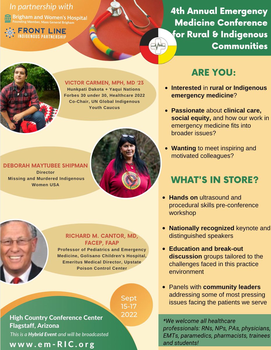 EBartlettMD's tweet photo. I’m so very excited for this year’s Emergency Medicine for Rural and Indigenous Communities conference, coming up September 15-17. Truly an inspiring group of speakers and colleagues who will be there. Please consider joining us in-person or virtually! https://t.co/jtAGW9l7cP