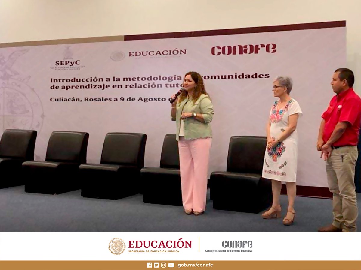 CONAFE_mx's tweet photo. Con el objetivo de capacitar a nuestras figuras educativas, realizamos el Colegiado de #EducaciónComunitaria para el Bienestar, en @SinaloaConafe. Participaron la titular de #DECIS, Pilar Farrés, y la coordinadora académica de la Subsecretaría de Educación Básica, Beatriz Cano. https://t.co/btU1XHSe1b