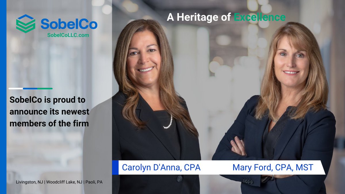 We are pleased to announce that Carolyn D’Anna and Mary Ford have been named Members of the Firm as of July 1, 2022! For more information, click the press release below.
#promotions #leadership #WomeninBusiness 

sobelcollc.com/resources/pres…